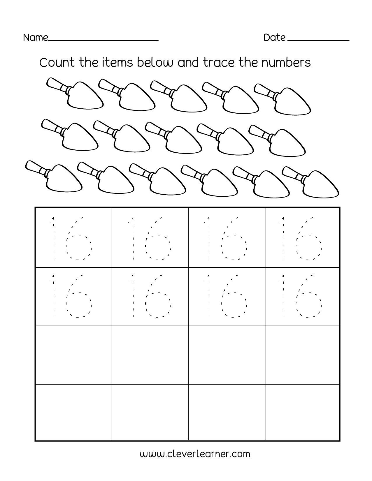 Numbers 16 18 Worksheet