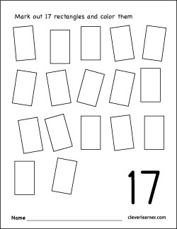 Number 17 writing counting and identification printable