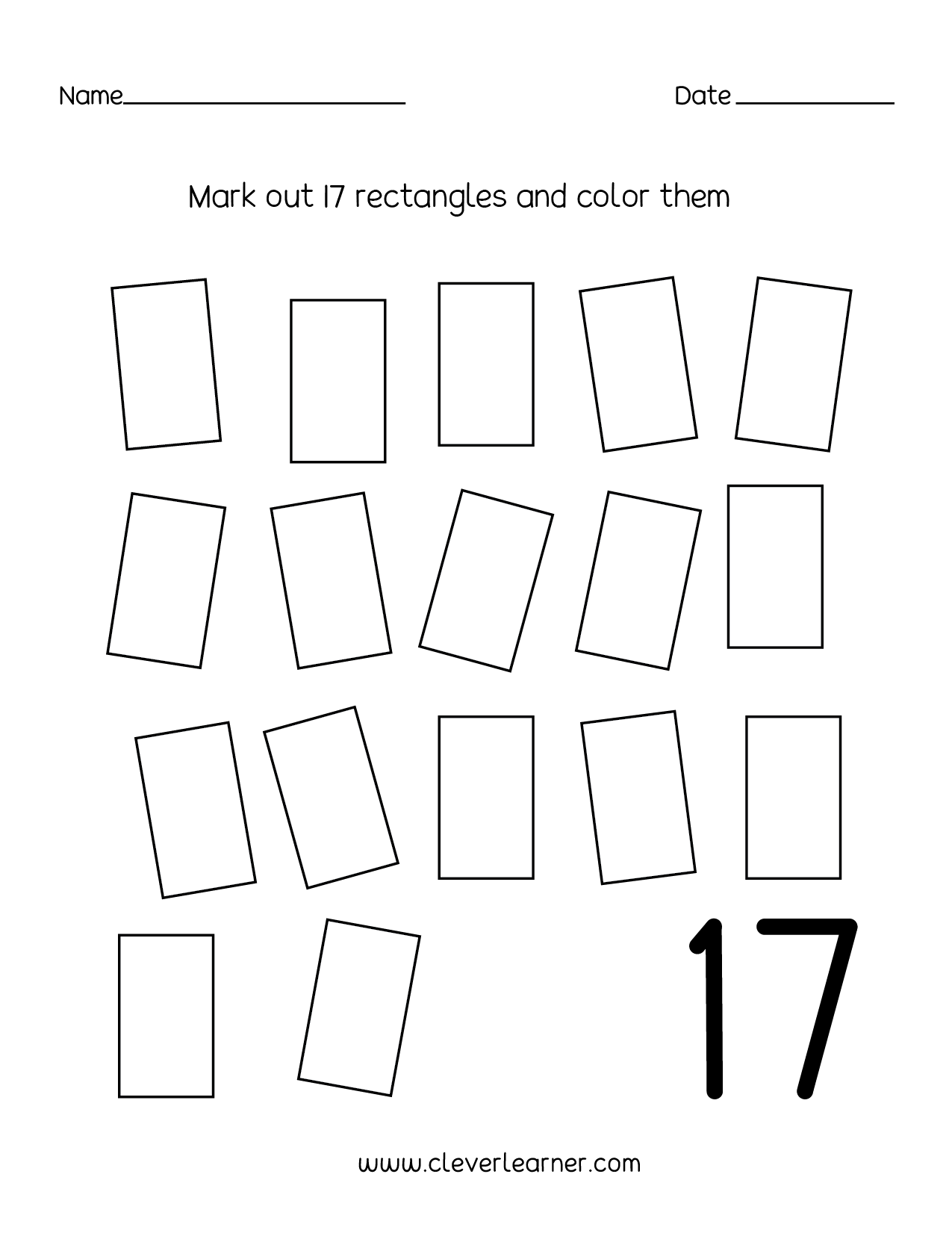 Printable Number 17 Worksheets For Preschoolers