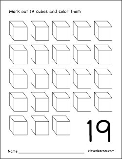 number 19 coloring worksheet for children