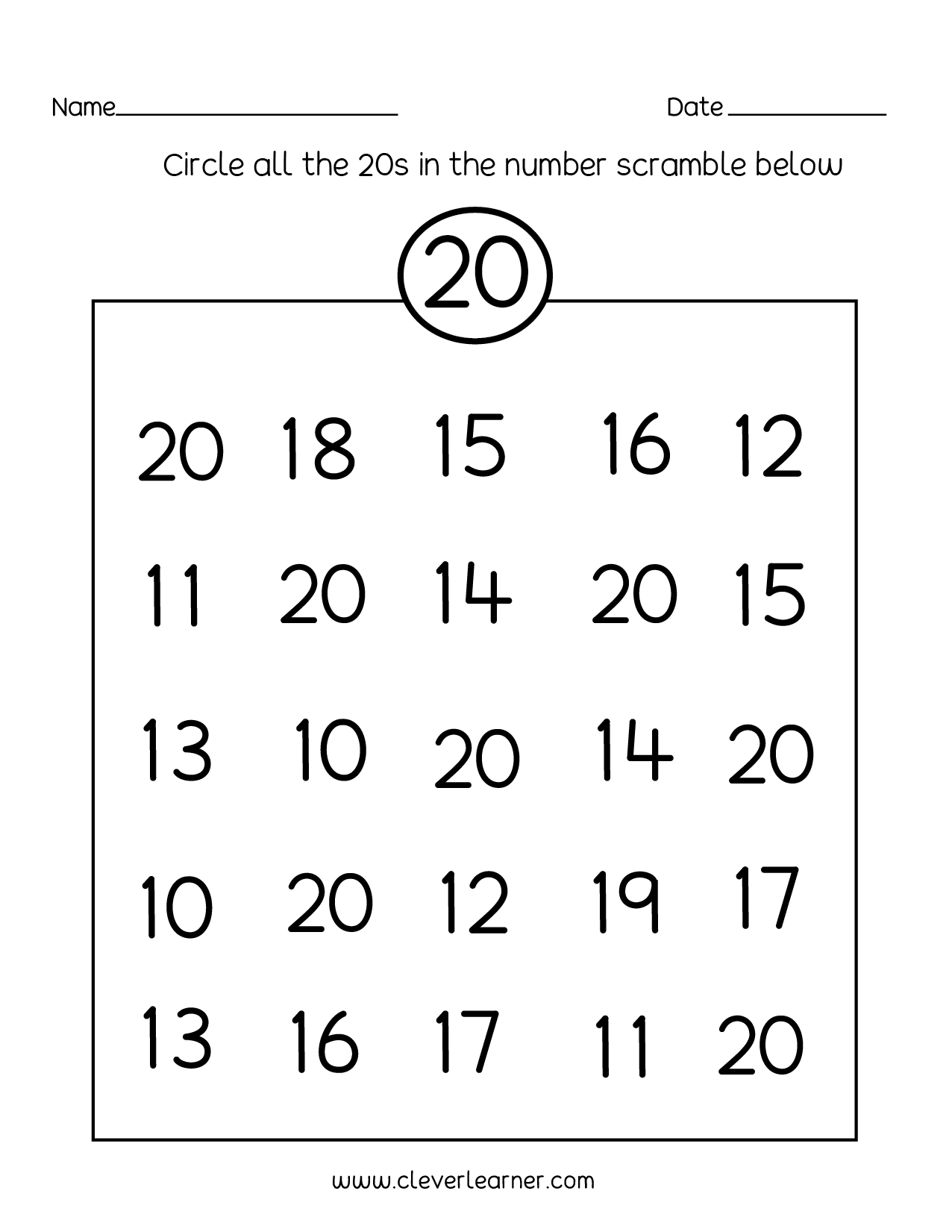 numbers-to-20-worksheets