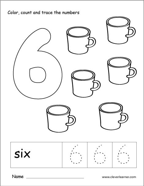 Number 6 Tracing Pages