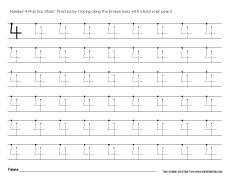 Number four scribbling worksheet for toddlers