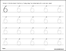 How to write number 6 for children