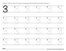 Number 3 scribble practice sheet 2 year olds