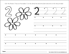 Number two writing, counting and recognition activities for children