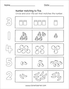 Preschool number matching activity