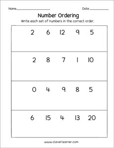Homeschool number order activity worksheet