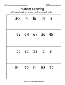 Free Preschool number ordering activity printables
