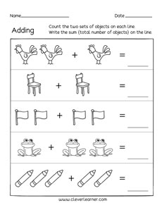 Sum of worksheets for preschool