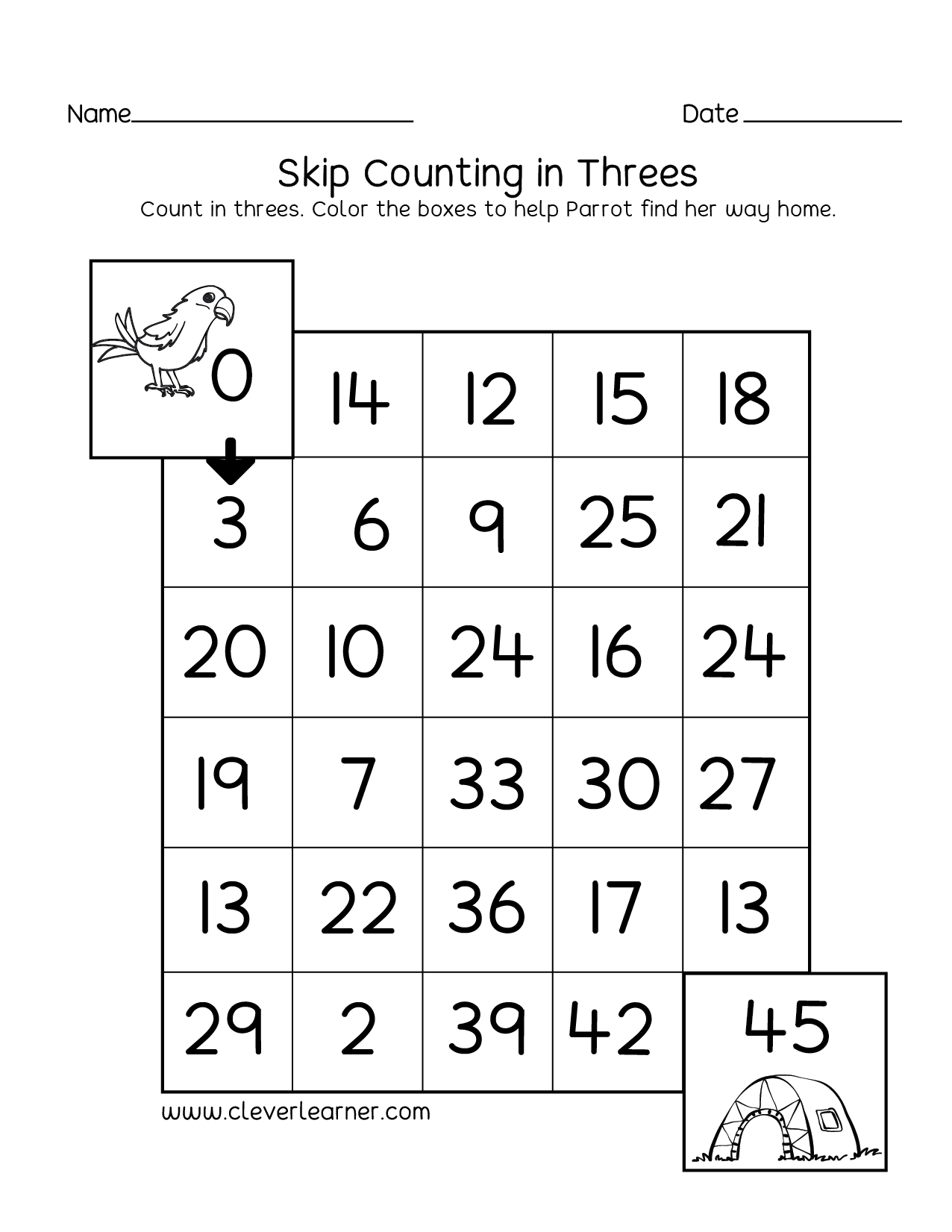Number Skipping Worksheet