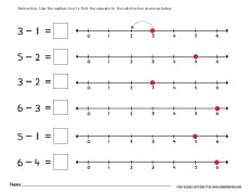 Printable number line subtraction worksheets for preschools