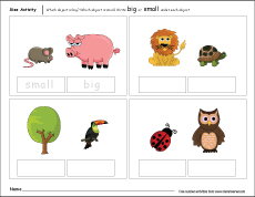 concept of big and small worksheets