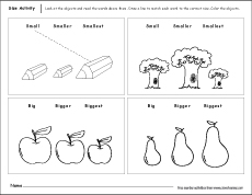 Modèle Big Small Size Worksheet for Kindergarten