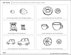 Modèle Big Small Size Worksheet for Kindergarten