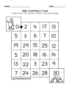 Skip counting in twos preschool activity