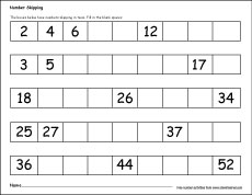 Skipping numbers worksheets for kids