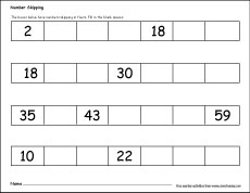 Number skipping worksheets for kindergarten and first grade
