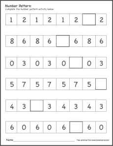 Printable Number Pattern Worksheets For Preschools Printable Number Pattern Worksheets For Preschools