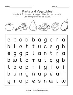 Fruit and vegetables worksheets