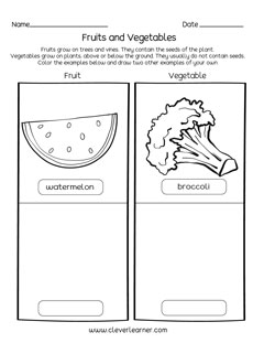 Fruit and vegetables puzzle activity for kindergarten