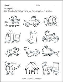 Transportation forms worksheets for preschools