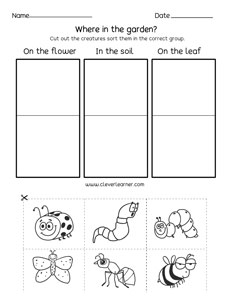 My Garden animals preschool and kindergarten activity worksheet