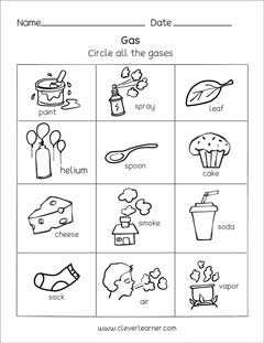 Gases Matter preschool worksheet
