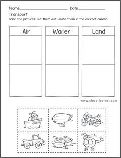 preschool worksheets on transport
