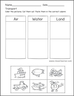 Land Air Water Transportation Transportation Sorting Game 