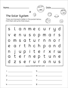 planets for kids worksheets