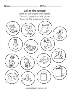 Waste coloring activity for children