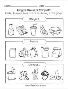 Preschool Science Worksheets On Waste Management Great For Earthday