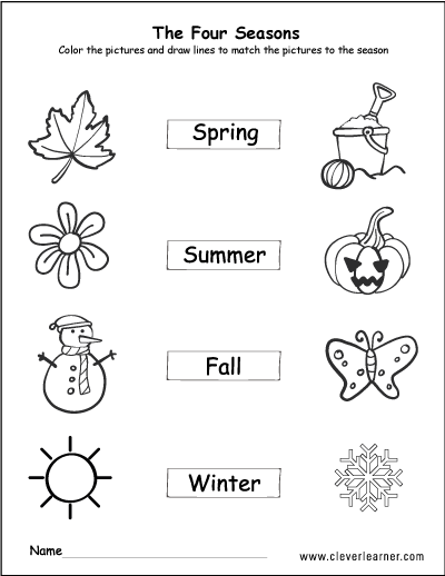The four seasons of the year worksheets for preschools