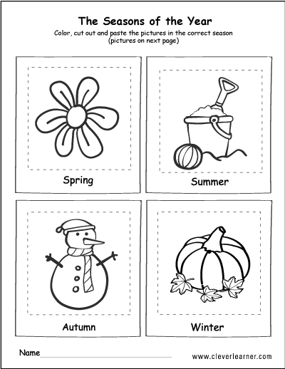 The 4 seasons coloring and activity for children
