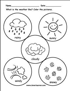 The weather worksheets for preschools