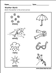 The weather worksheets for preschools