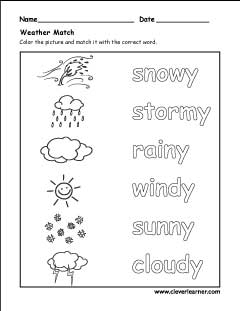 The weather worksheets for preschools