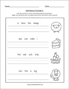 Free sentences activity for kids