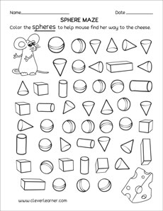 Sphere maze kindergarten worksheets