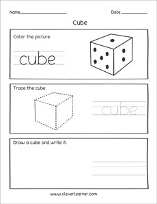 Cube worksheets for kids