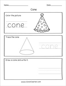 Cone tracing worksheets for kids