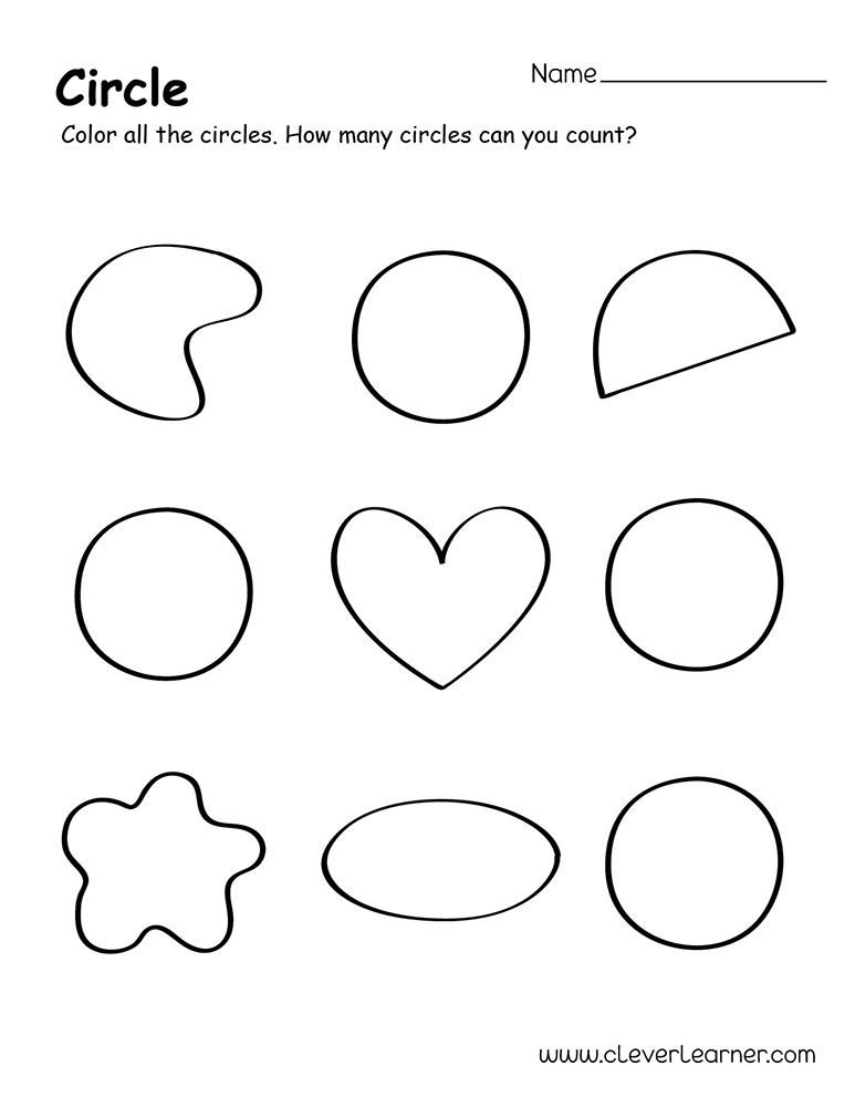 Circle shape activity sheets for preschool children