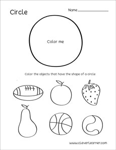 Circle shape activity sheets for preschool children