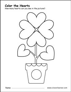 Free heart shape activity worksheets for preschool children