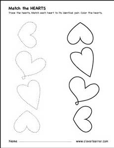 Heart shape matching pairs worksheet