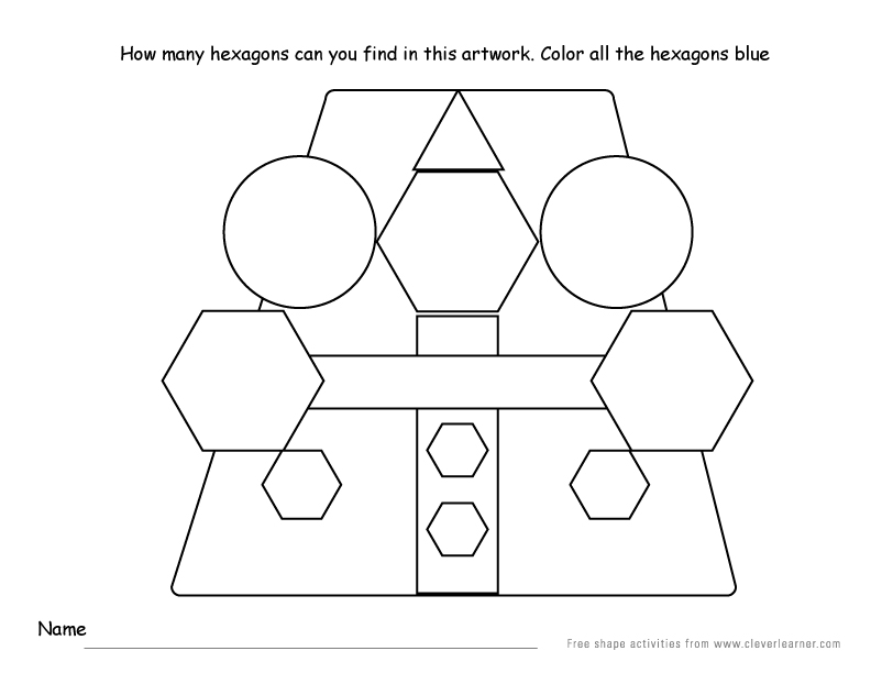 Hexagon shape activity sheets for school children