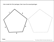 Pentagon shape activity sheets for school children