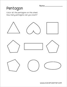 Free pentagon shape activity worksheet