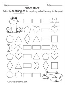 Rectangle shape activity sheets for school children